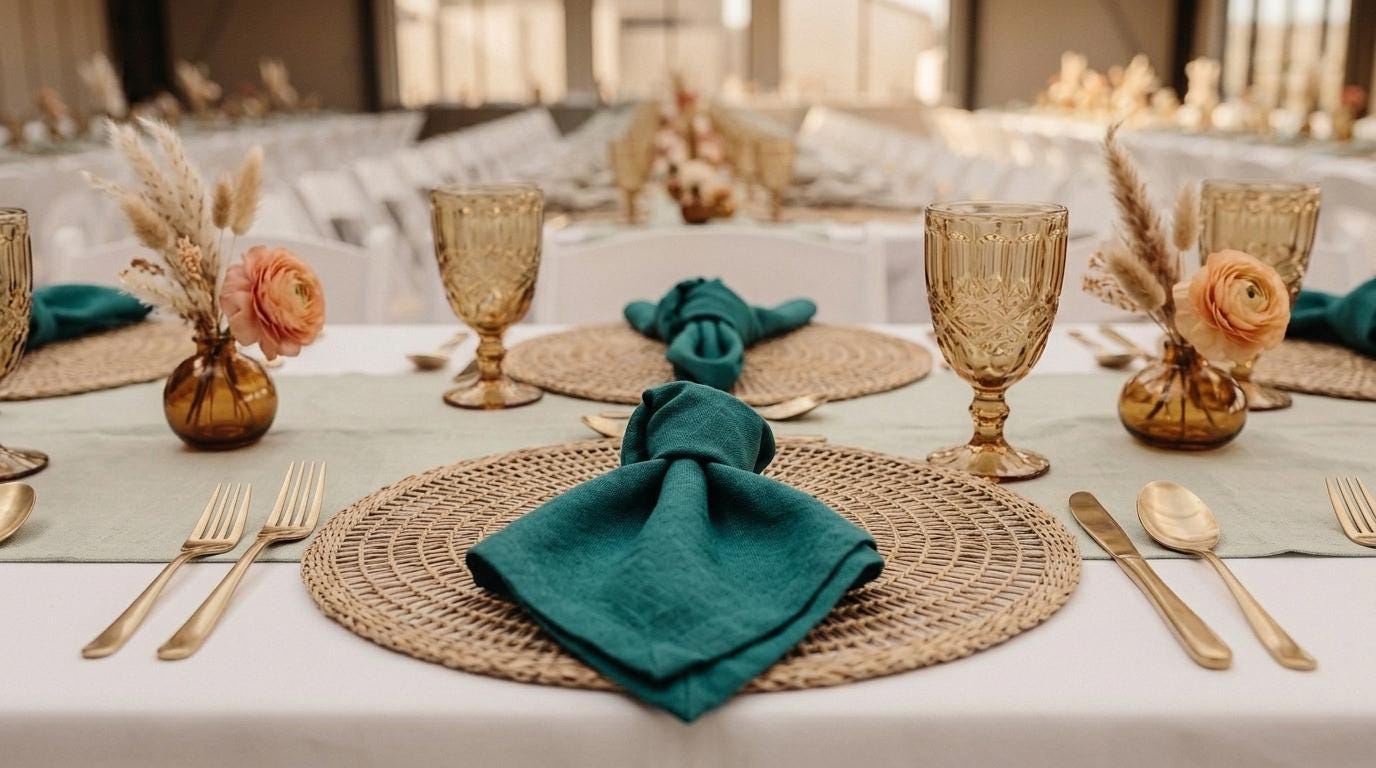 Elowen Teal Solid Linen Napkins