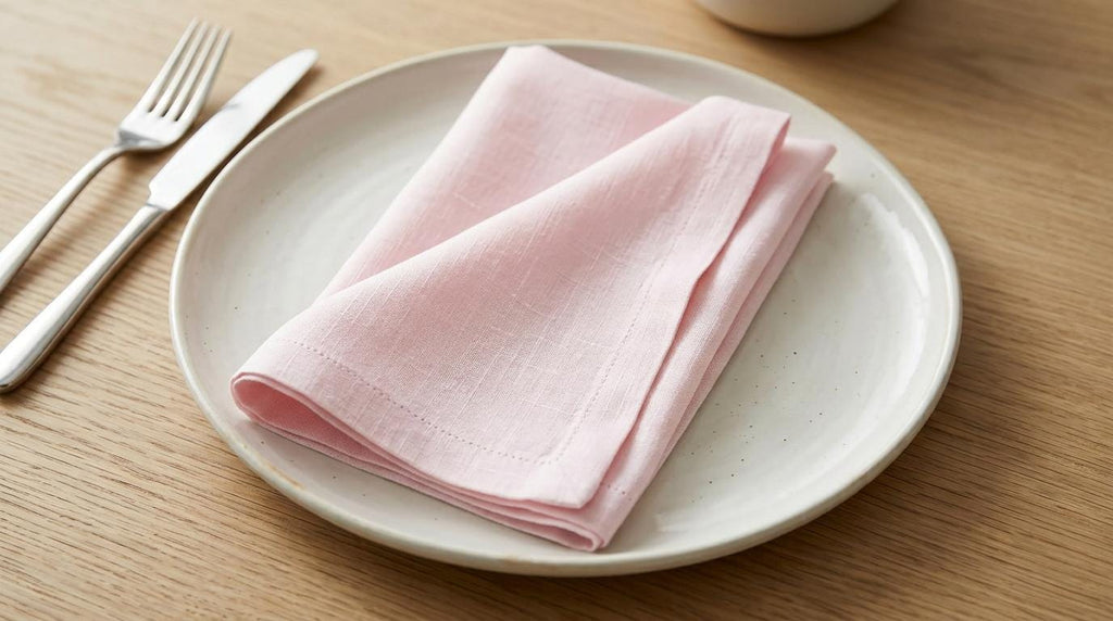 Rustic Pastel Rose Cloth Napkins, Boho Barn Wedding Settings, Sustainable Reusable Dinner Linens