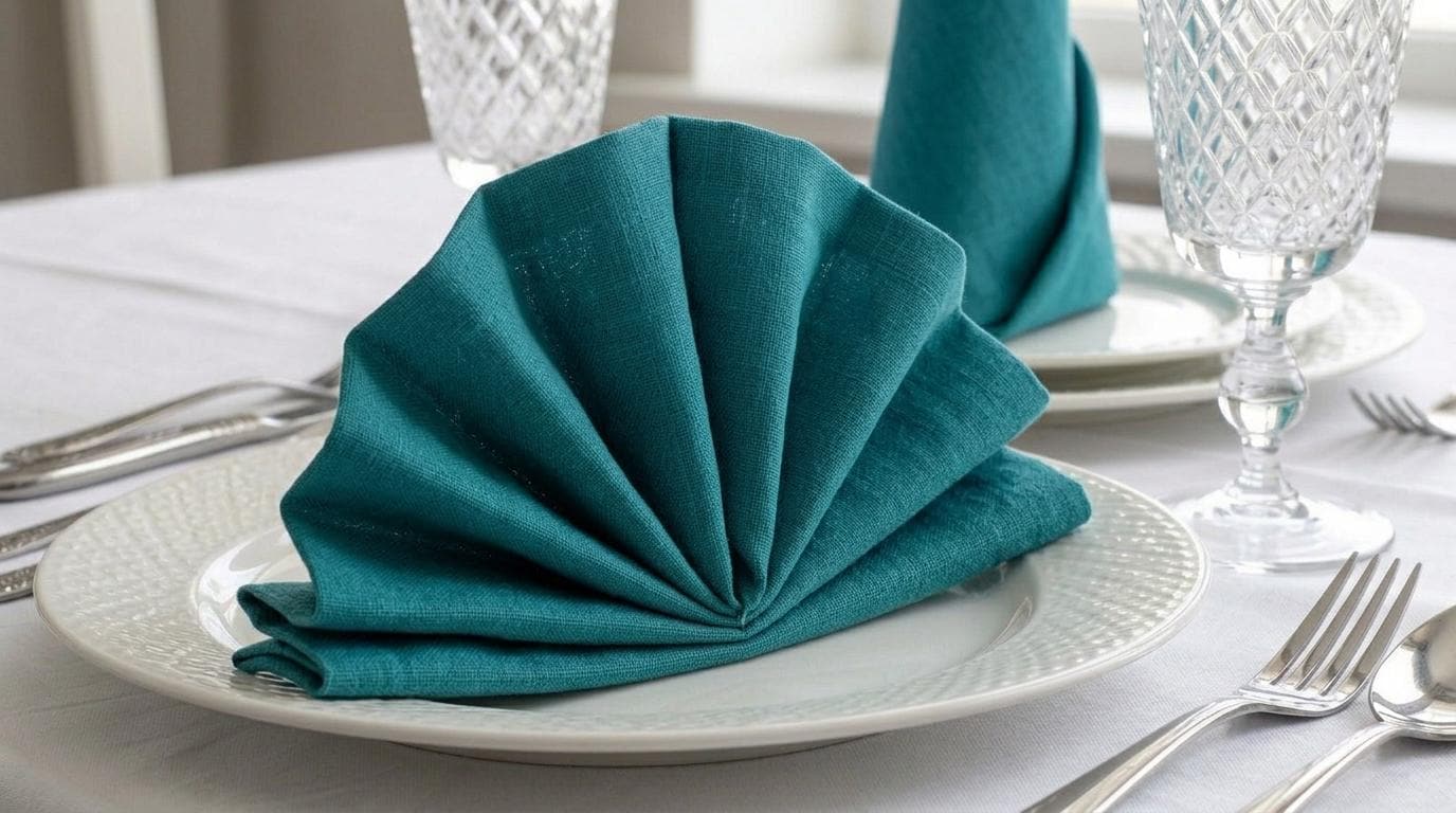 Elowen Teal Solid Linen Napkins