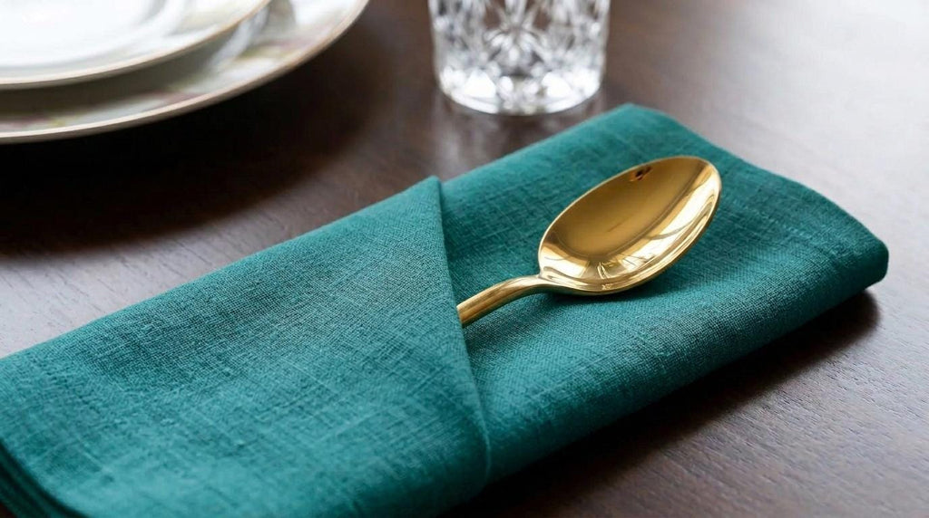 Elowen Teal Solid Linen Napkins