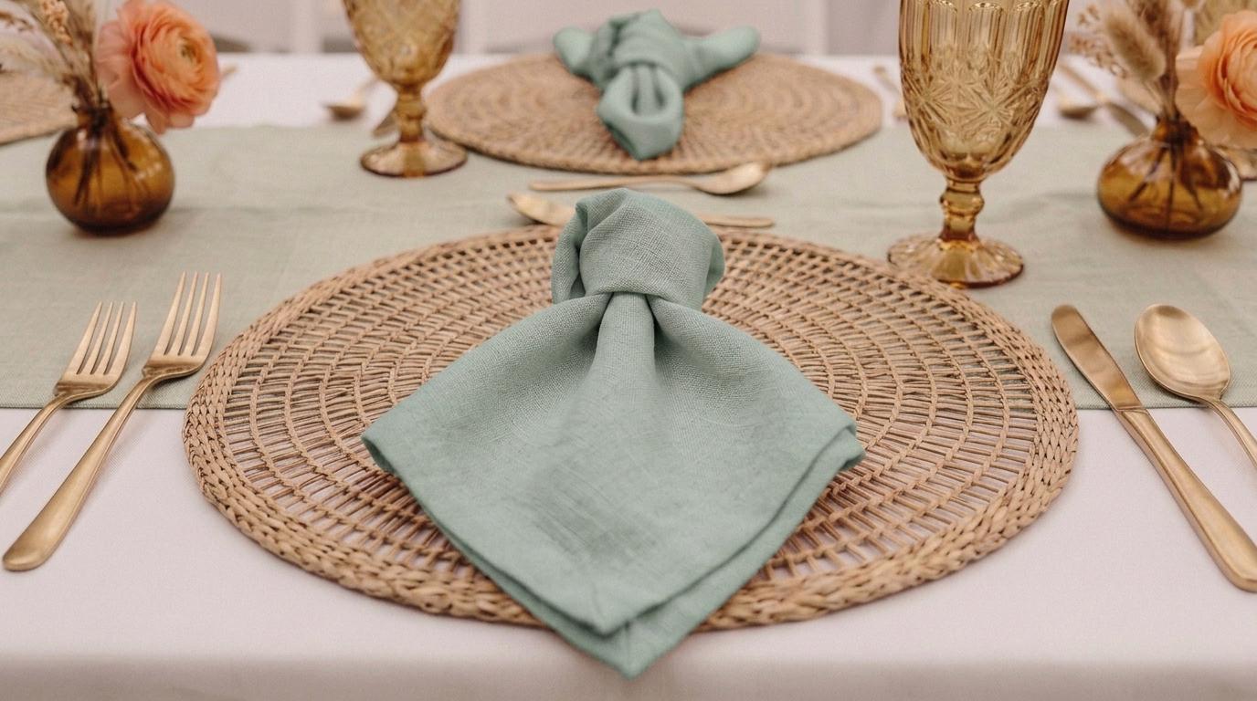 Rustic Dusty Seafoam Linen Napkins