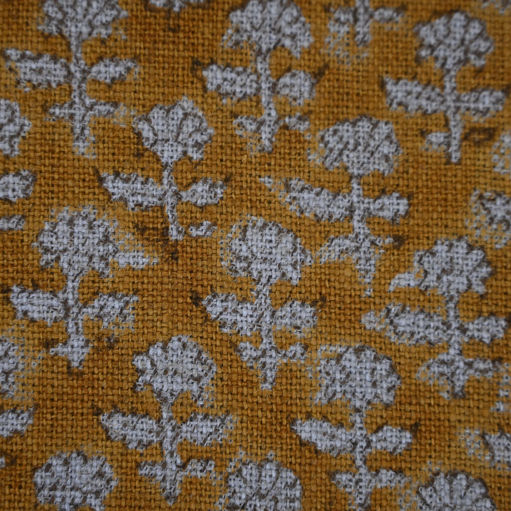 Makayla Yellow Linen Block Print Pillow Cover