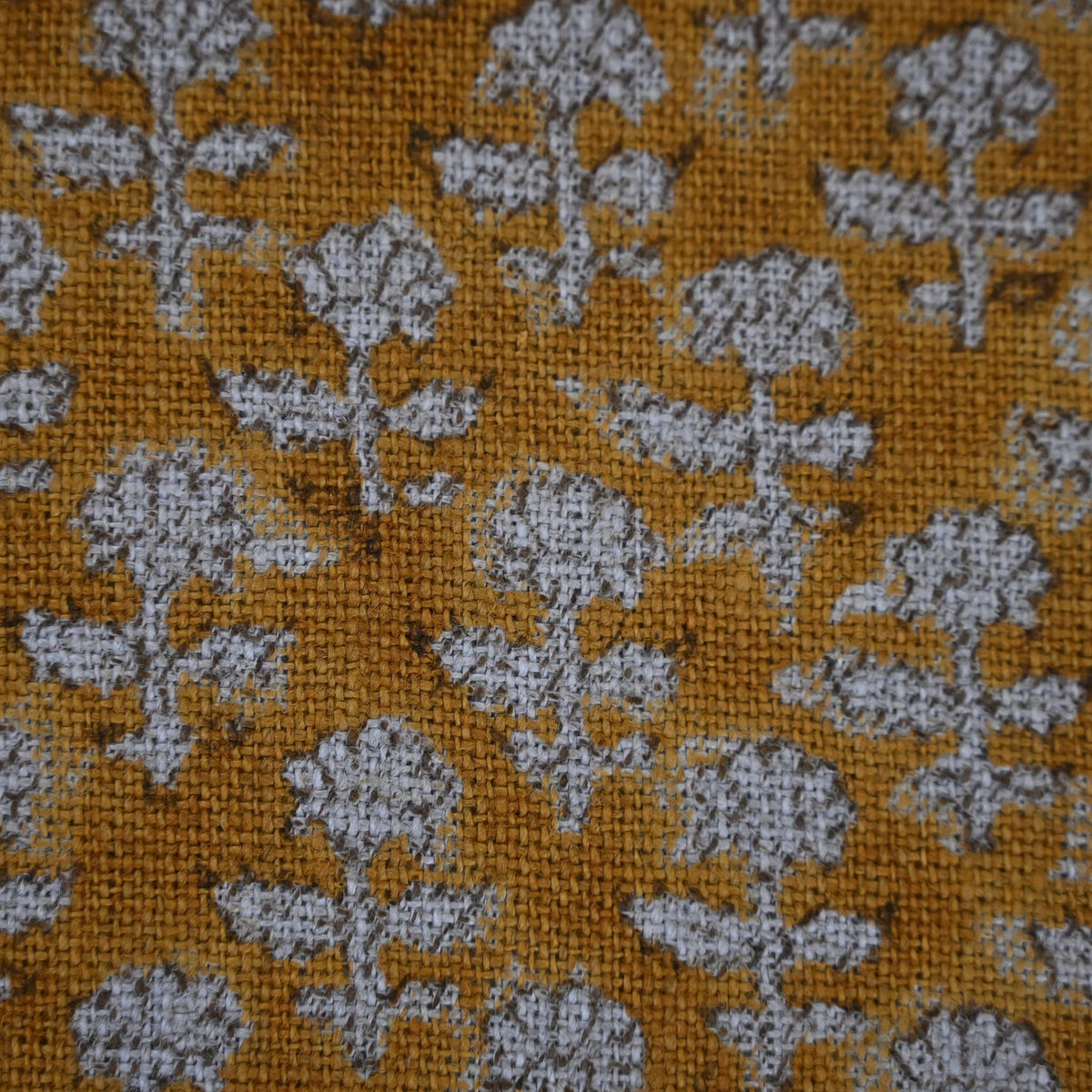 Makayla Yellow Linen Block Print Pillow Cover
