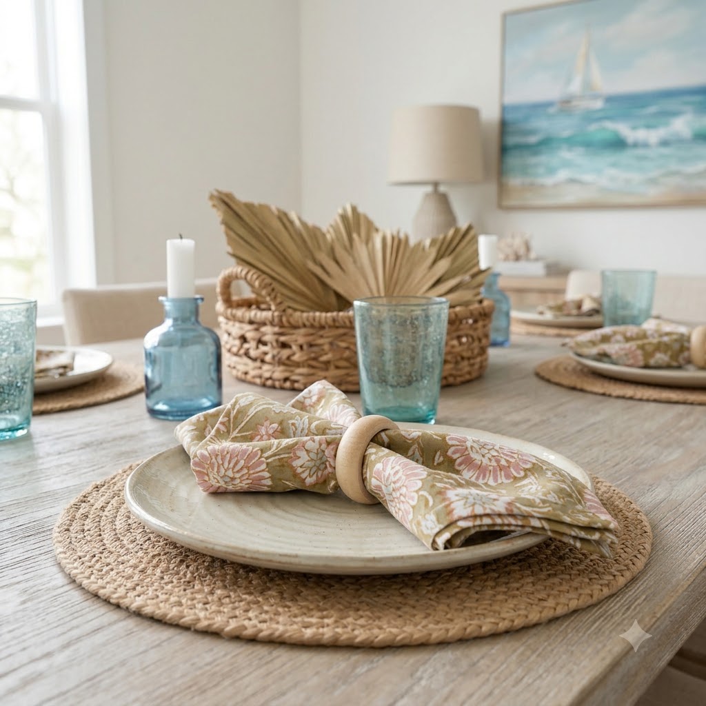 Taupe Botanical Floral Dinner Napkin