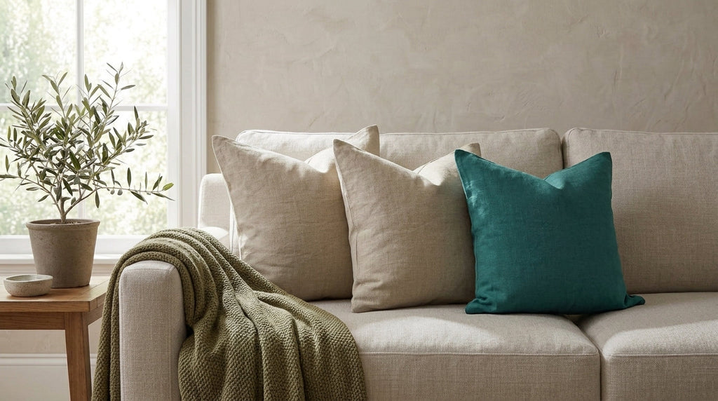 Milo Deep Teal solid Linen Pillow Cover