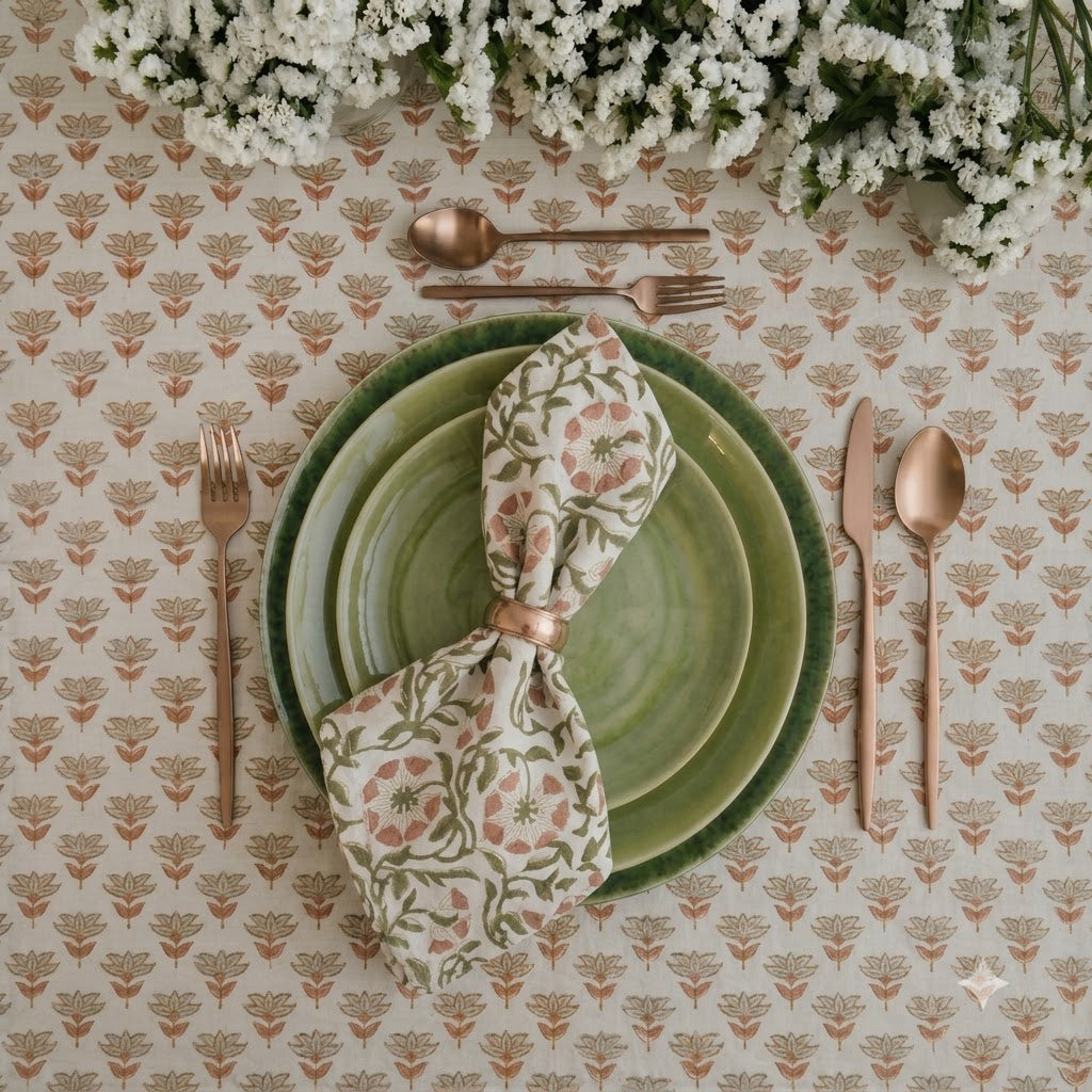 Blush Cottagecore Floral Dinner Napkin