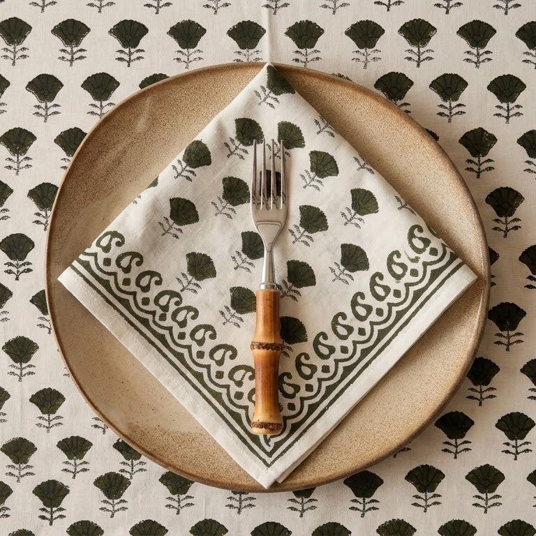 Vintage Sage Paisley Cloth Napkin