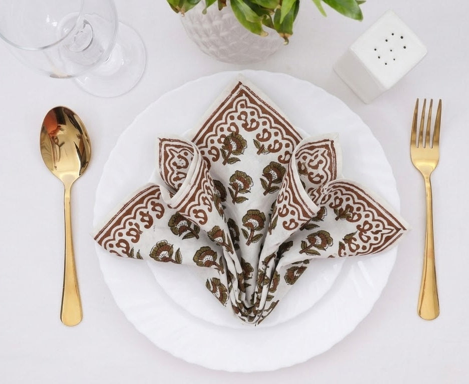 Chestnut Floral Paisley Dinner Napkin
