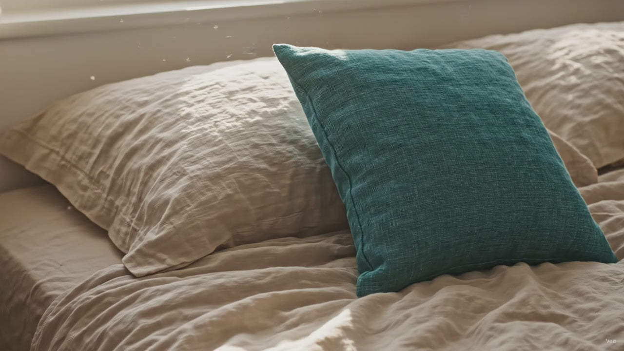 Kafka Solid Linen Throw Pillow Cover Teal