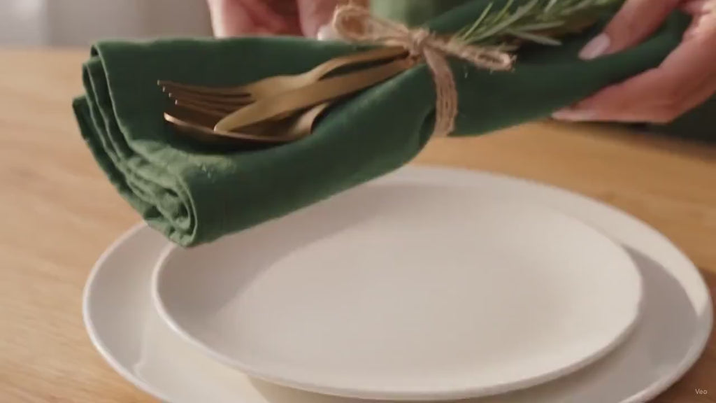 Fernwood Forest Green Solid Linen Napkins