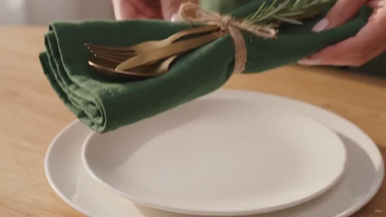Fernwood Forest Green Solid Linen Napkins